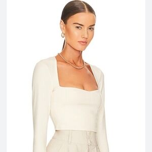 Lovers + Friends Braxton Top Cream Long Sleeve Crop Top XS
